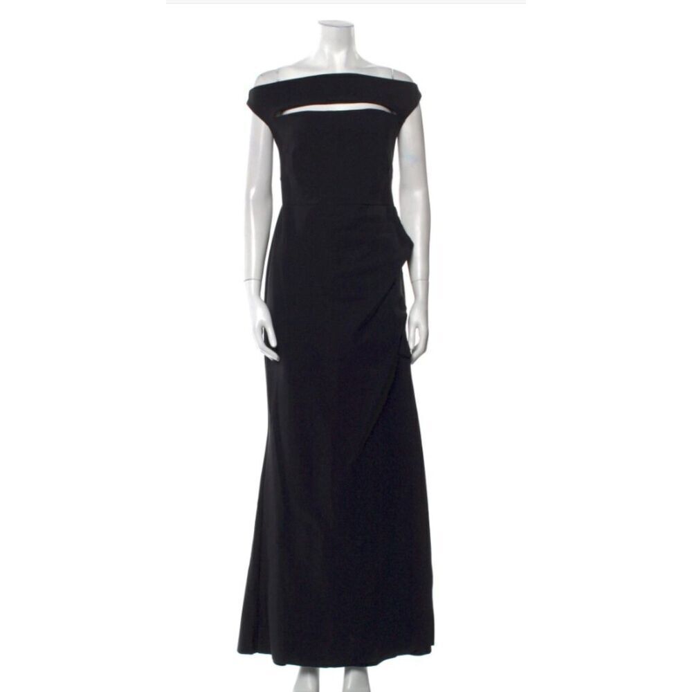 Chiara Boni Off the‎ Shoulder Long Dress Black XS Evening Gown Maxi